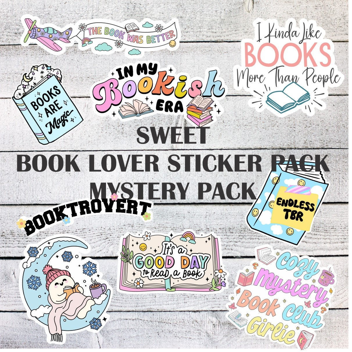 Sweet Vibes Book Lovers Sticker Pack, Sticker, Stickers, Cute Stickers, Water Bottle Sticker, Book Sticker, Funny Stickers, Laptop Stickers