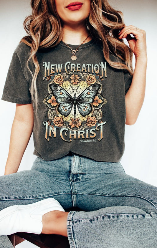 Vintage-Inspired New Creation in Christ Shirt - Faith-Based Tee