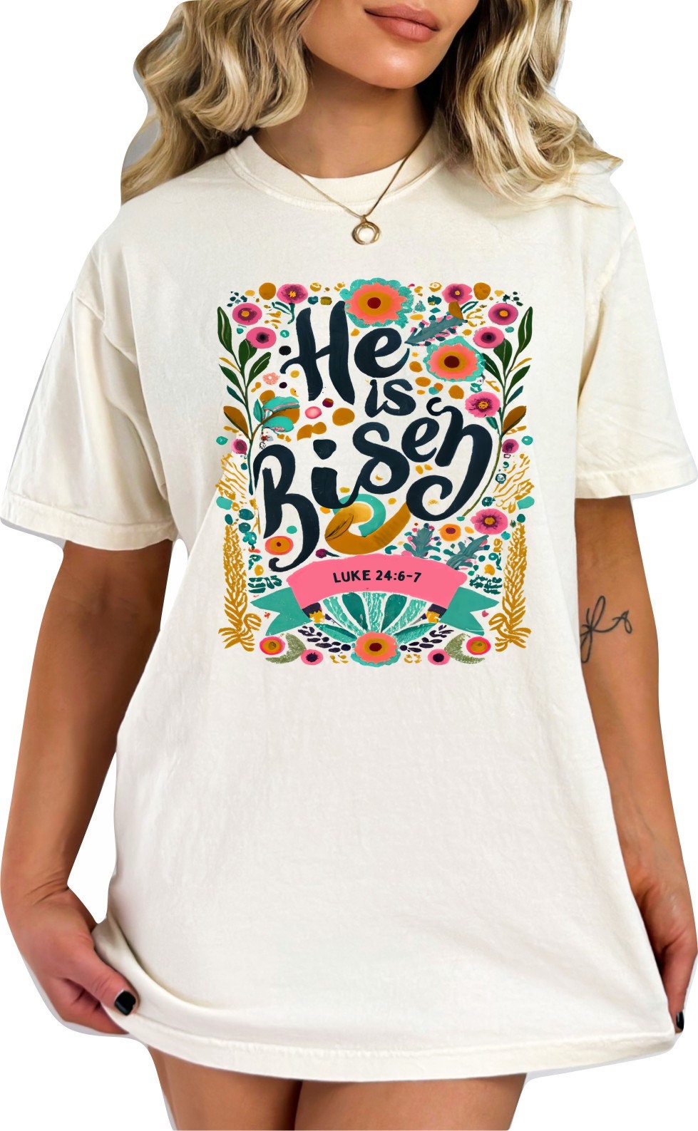 Christian Shirts Boho Christian Shirt Religious Tshirt Christian T Shirts Bible Verse Shirt He is Risen Floral Shirt