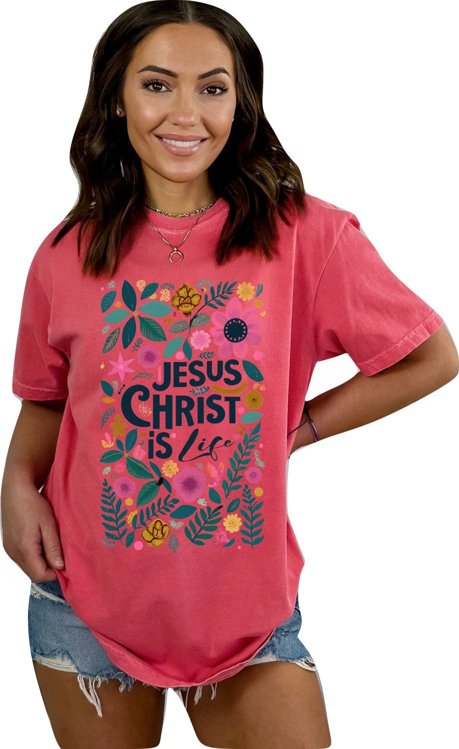 Christian Shirts Boho Christian Shirt Religious Tshirt Christian T Shirts Bible Verse Shirt Jesus Christ is Life Shirt