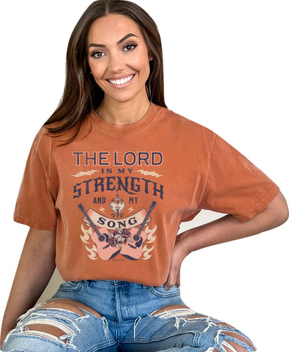 Christian Shirts Religious Tshirt Christian T Shirts Boho Christian Shirt Bible Verse Shirt The Lord is My Strength and My Song Shirt