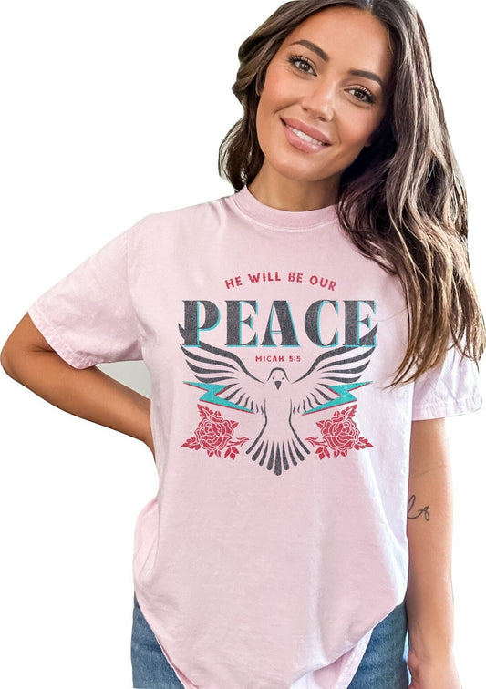 Christian Shirts Religious Tshirt Christian T Shirts Boho Christian Shirt Bible Verse Shirt He Will Be Our Peace Christian Shirt