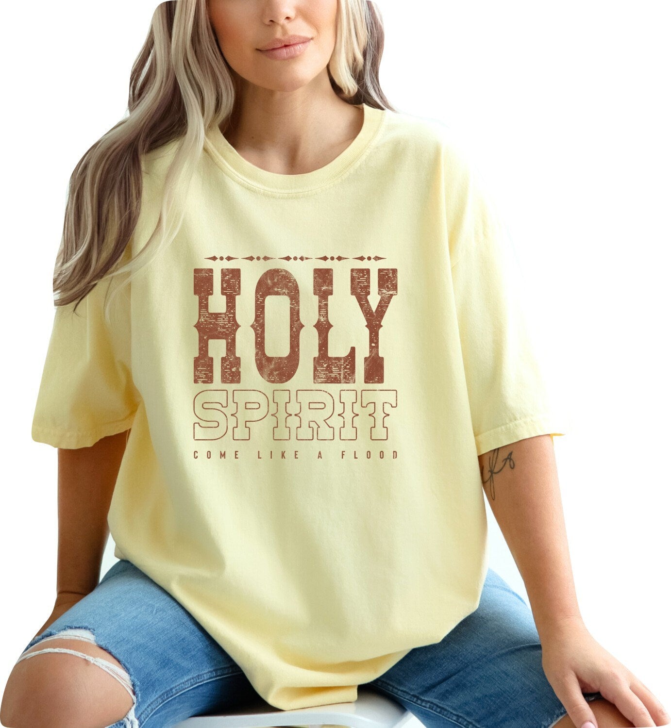 Christian Shirts Religious Tshirt Christian T Shirts Boho Christian Shirt Bible Verse Shirt Holy Spirit Come Like a Flood Shirt