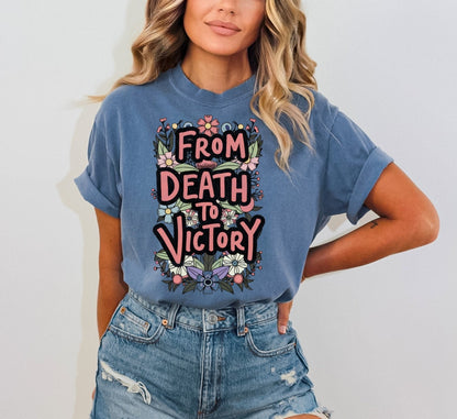 Christian Shirts Religious Tshirt Boho Christian Shirt Christian T Shirts Bible Verse Shirt From Death to Victory Shirt
