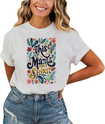 Christian Mother's Day Shirt Mothers Day TShirt Religious Mothers Day Gift Christian Mom Shirt This Mama Runs on Holy Spirit Christian Shirt