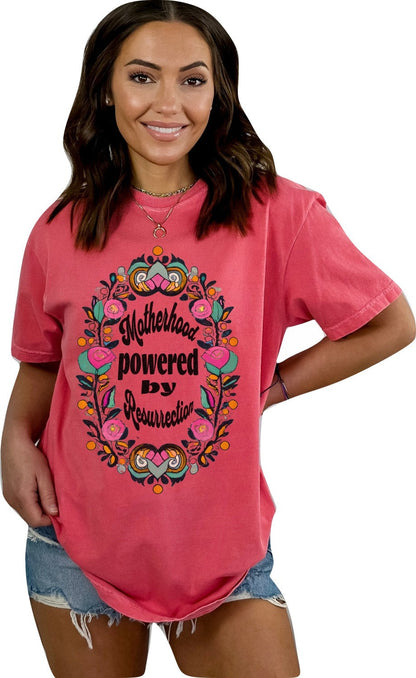 Mothers Day Shirt Christian Mother's Day Shirt Mothers Day TShirt Religious Mothers Day Gift Shirt Motherhood Powered By Resurrection Shirt