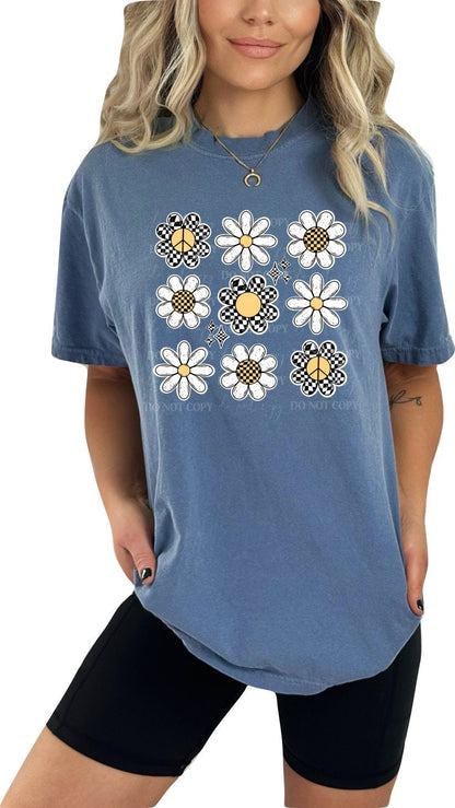 Checkered Flowers Shirt Flowers Tshirt Flower Shirt Garden Shirt Flower Lover Shirt Wild Flowers Shirt Floral Tshirt Floral Shirt