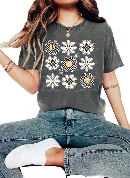 Checkered Flowers Shirt Flowers Tshirt Flower Shirt Garden Shirt Flower Lover Shirt Wild Flowers Shirt Floral Tshirt Floral Shirt