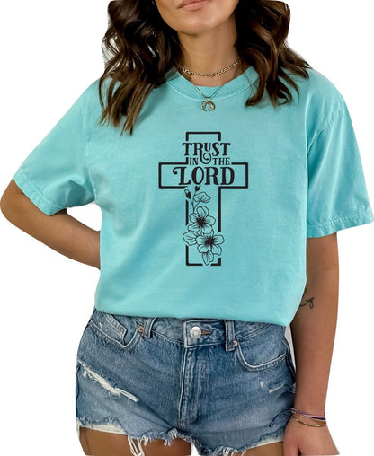 Christian Shirts Boho Christian Shirt Religious Tshirt Christian T Shirts Bible Verse Shirt Trust in the Lord Cross Shirt