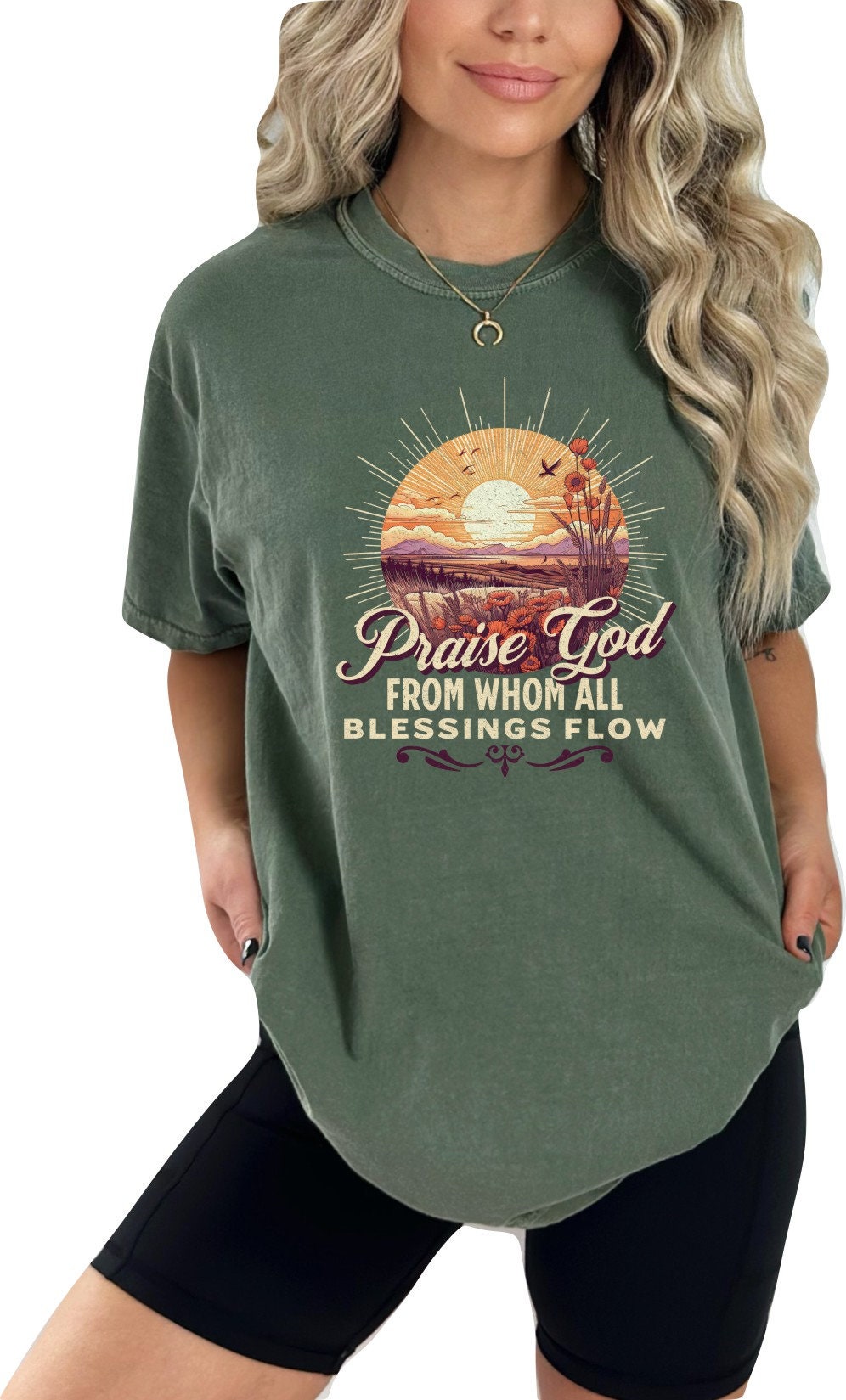 Christian Shirts Religious Tshirt Christian T Shirts Boho Christian Shirt Bible Verse Shirt Praise God From Whom all Blessings Flow Shirt