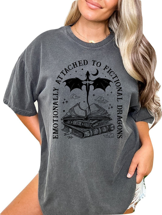 Book Shirt Emotionally Attached to Fictional Dragons TShirt Book Lover Shirt Book TShirt women Reading Shirts Book Club Shirt Comfort Colors