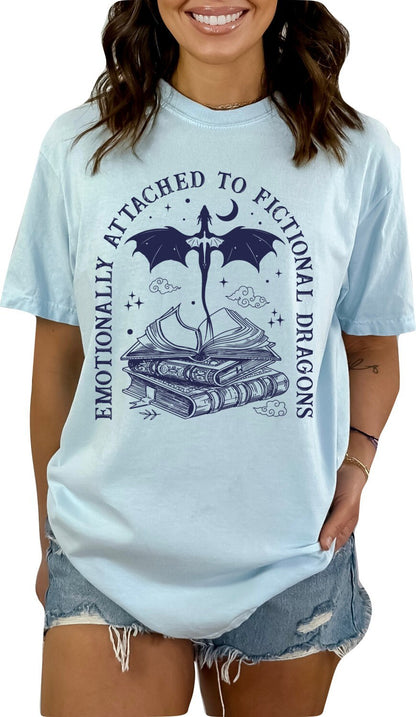 Book Shirt Emotionally Attached to Fictional Dragons TShirt Book Lover Shirt Book TShirt women Reading Shirts Book Club Shirt Comfort Colors