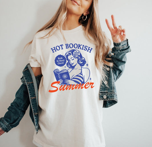 Hot Bookish Summer Shirt Book Lover Shirt Book T Shirt women Reading Shirts Book Club Shirt Comfort Colors