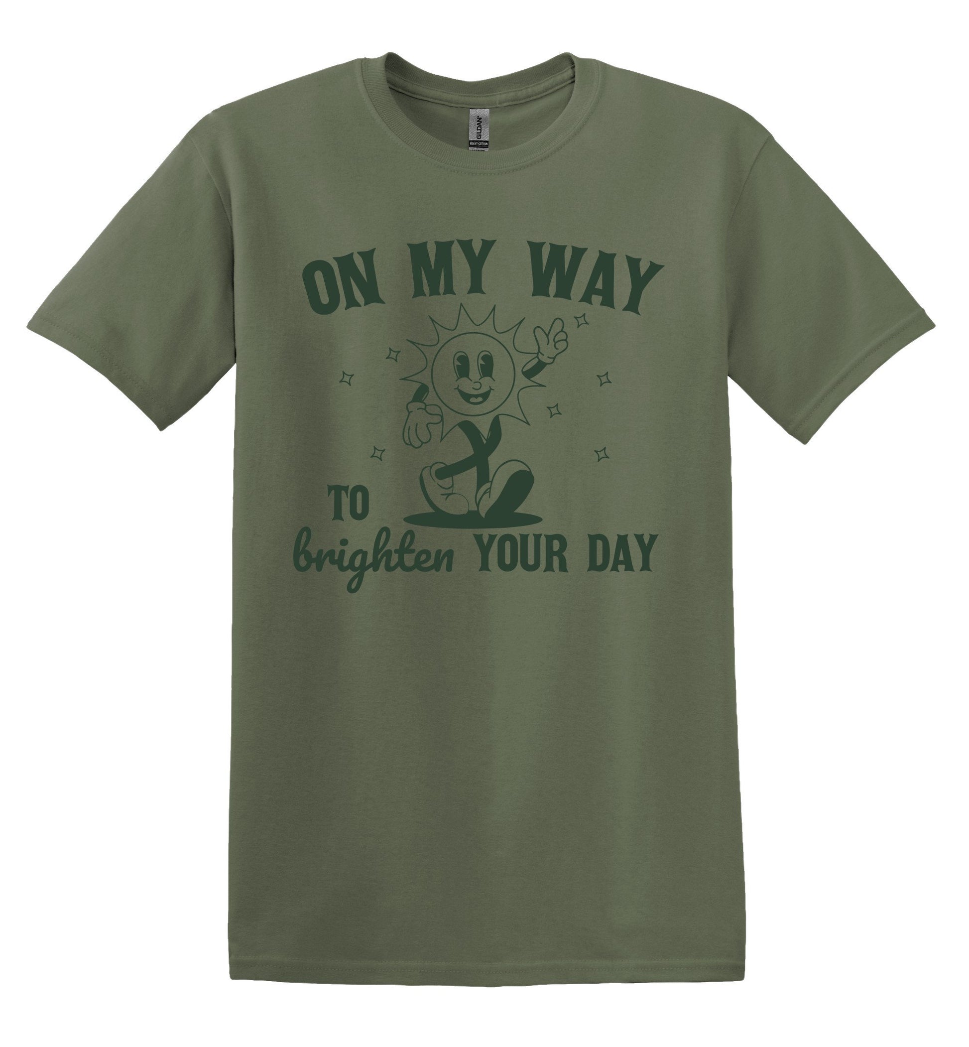 On My Way to Bright Your Day T-shirt Graphic Shirt Funny Adult TShirt Vintage Funny TShirt Nostalgia T-Shirt Relaxed Cotton Tee T-Shirt