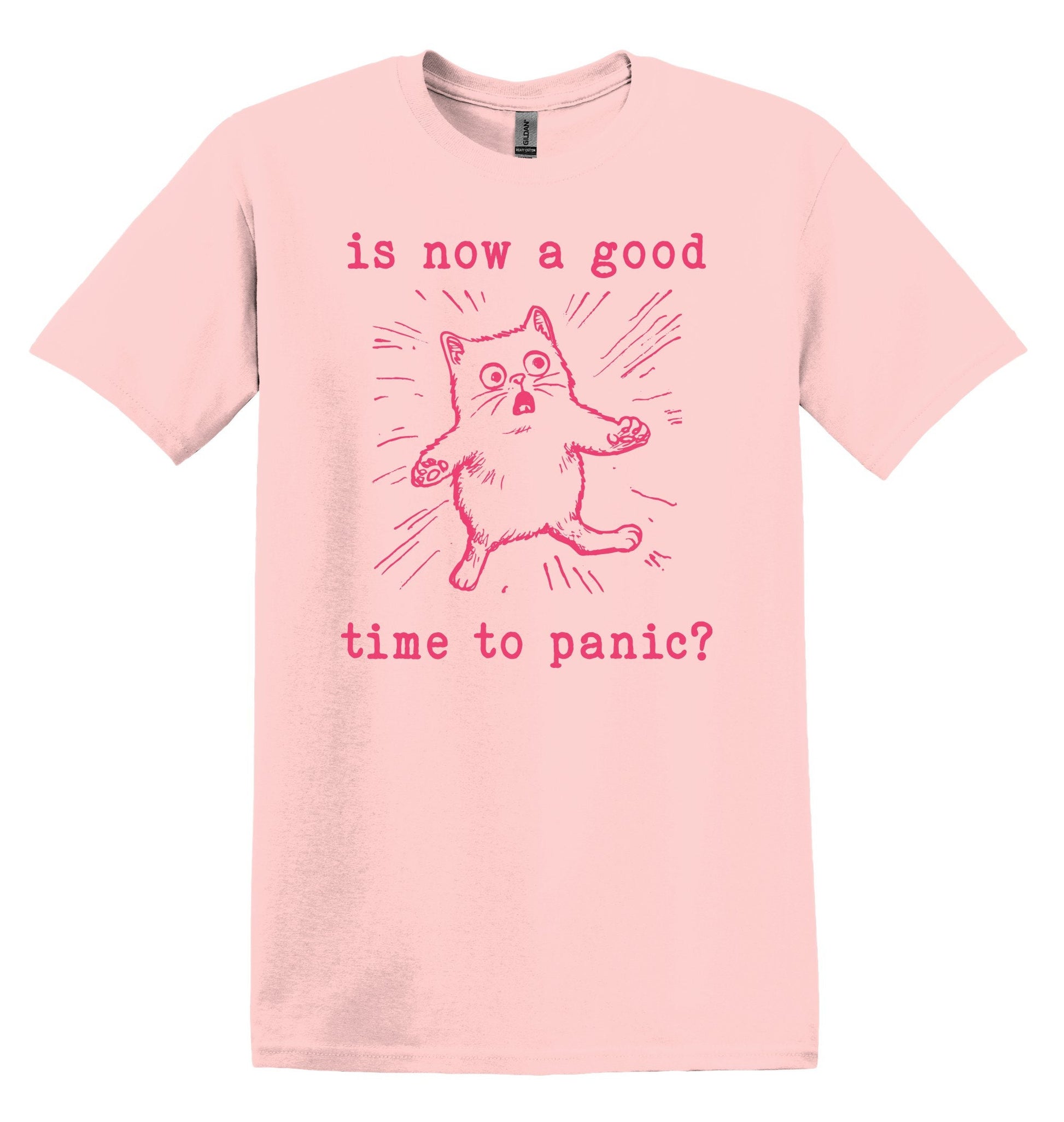 Is Now a Good Time To Panic Cat T-shirt Graphic Shirt Funny Adult TShirt Vintage Funny TShirt Nostalgia T-Shirt Relaxed Cotton Tee T-Shirt