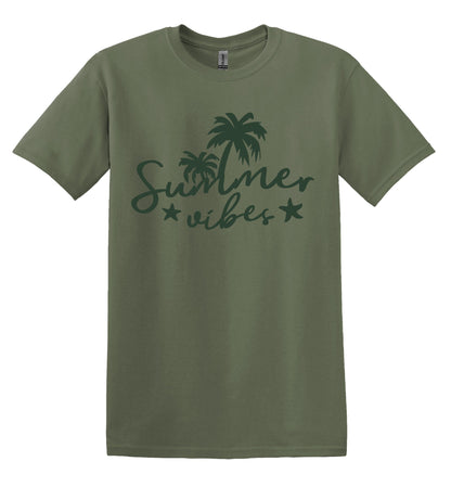 Summer Vibes Palm Tree Cute Summer Shirt Trendy Summer Tshirt Funny Adult TShirt Vintage Funny TShirt Nostalgia Shirt Relaxed Cotton Tee