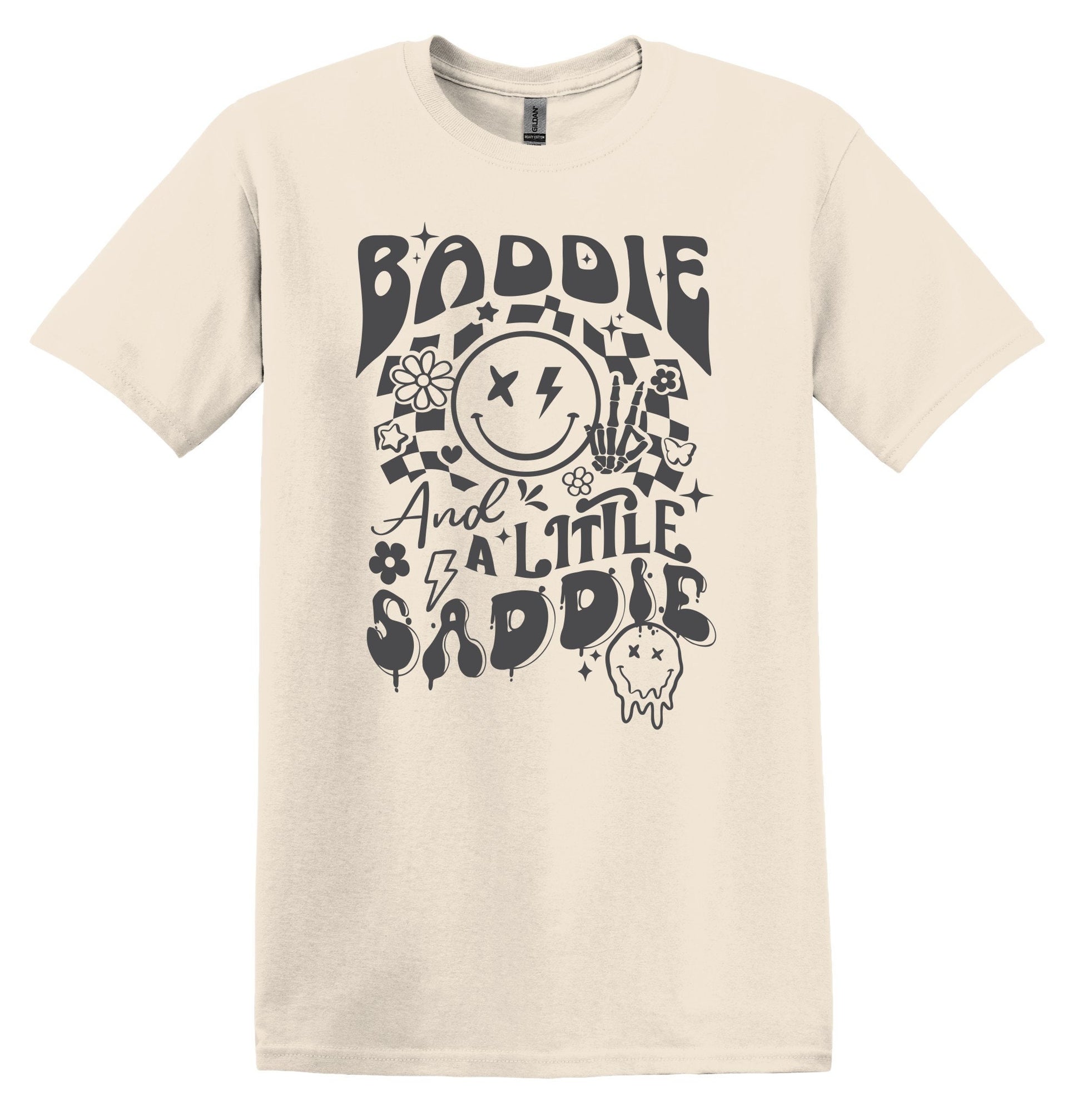 Baddie and a Little Saddie T-shirt Graphic Shirt Funny Adult TShirt Vintage Funny TShirt Nostalgia T-Shirt Relaxed Cotton Tee T-Shirt