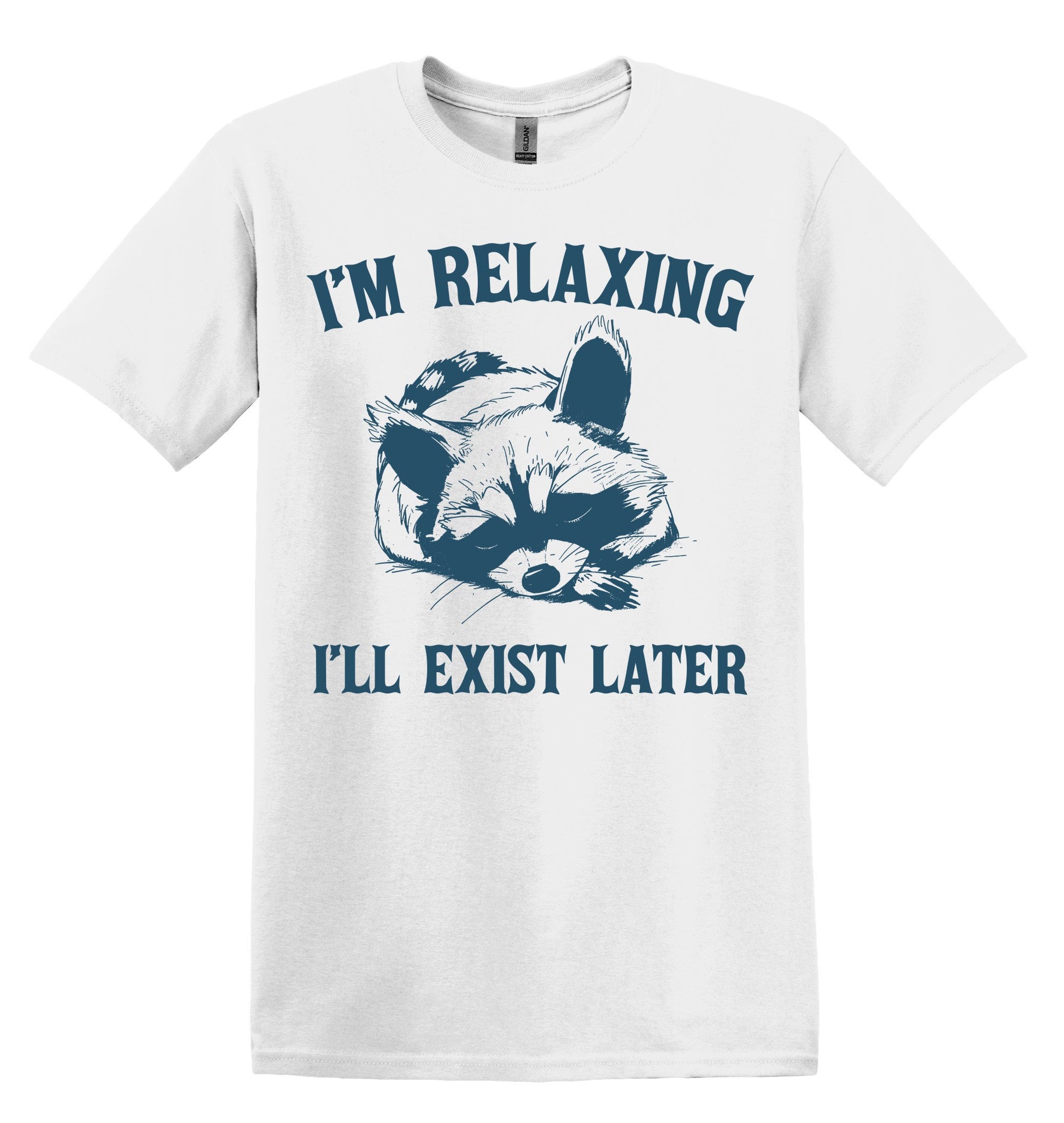 I'm Relaxing I'll Exist Later Raccoon Shirt Graphic Shirt Funny Vintage Adult Funny Shirt Nostalgia Shirt Cotton Shirt Minimalist Shirt