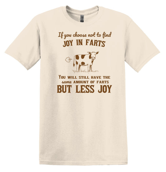 Joy in Farts Cow Shirt Graphic Shirt Funny Shirt Vintage Funny TShirt Nostalgia T-Shirt Relaxed Cotton Shirt Minimalist Shirt Gag Shirt