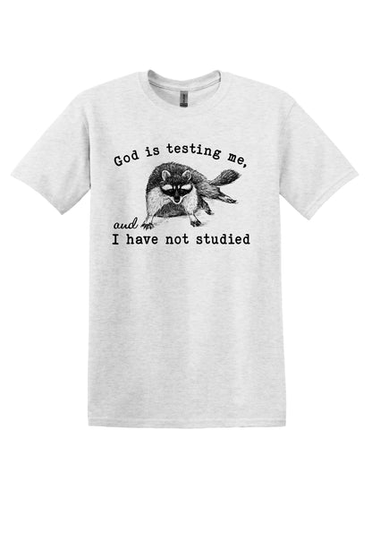 T-shirt Graphic Shirt Funny Adult TShirt Vintage Funny TShirt Nostalgia T-Shirt Relaxed Cotton Tee God is Testing Me and I Have Not Studied