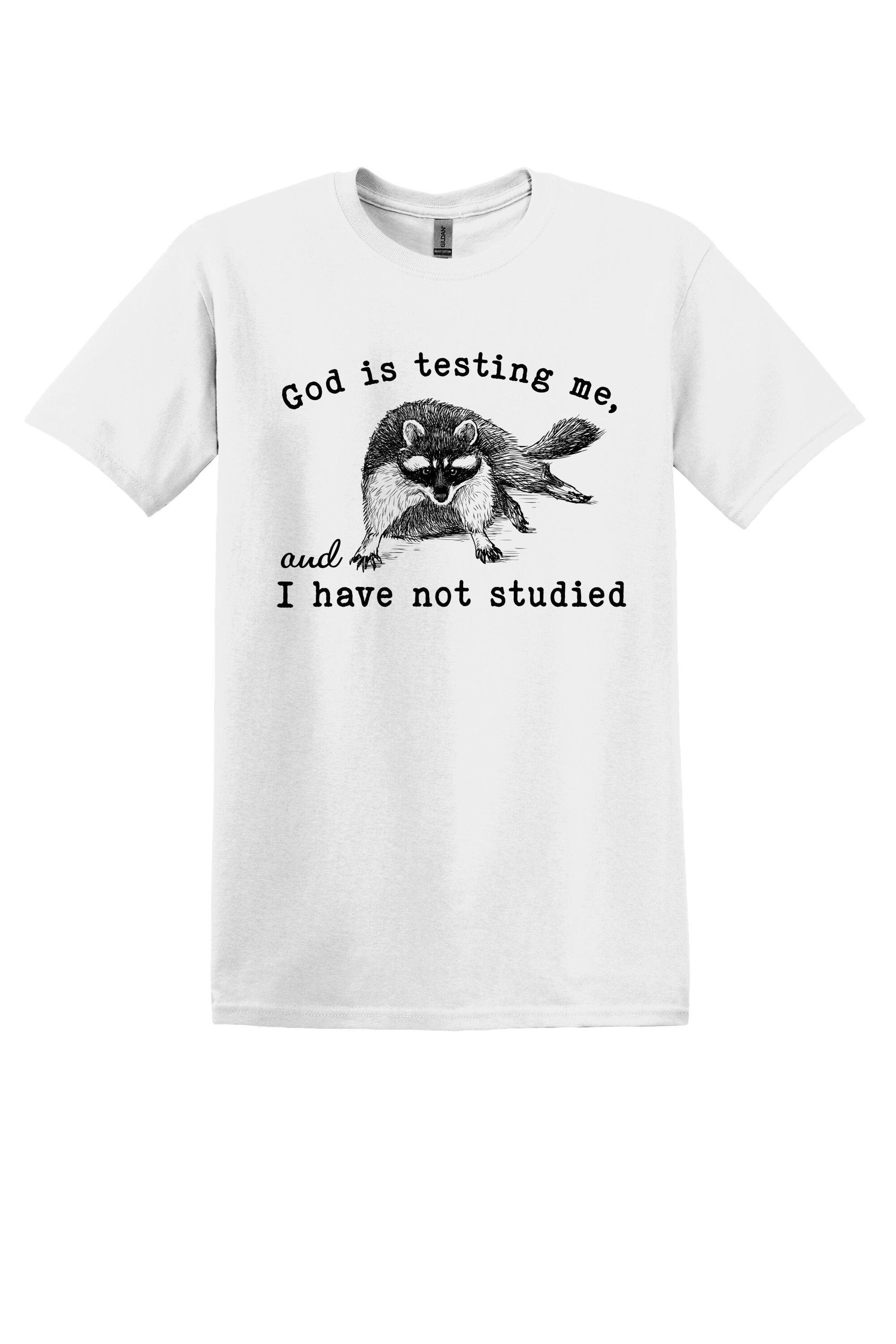 T-shirt Graphic Shirt Funny Adult TShirt Vintage Funny TShirt Nostalgia T-Shirt Relaxed Cotton Tee God is Testing Me and I Have Not Studied