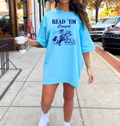 Western Chic: Graphic Tee with Read 'Em Cowgirl Book Design