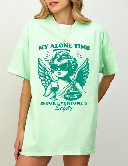 My Alone Time is for Everyone's Saftey T-shirt Graphic Shirt Funny Adult TShirt Vintage Funny TShirt Nostalgia T-Shirt Relaxed Cotton Tee