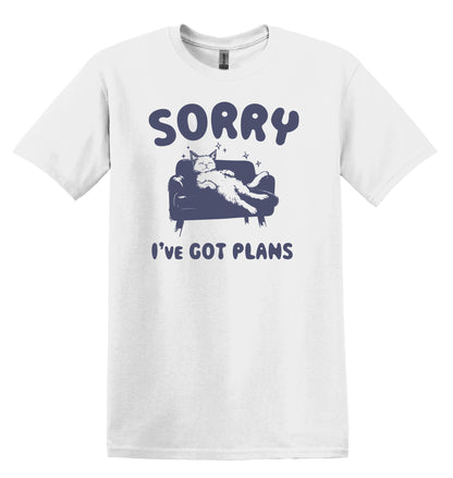 Sorry I've Got Plans Cat T-shirt Graphic Shirt Funny Adult TShirt Vintage Funny TShirt Nostalgia T-Shirt Relaxed Cotton Shirt