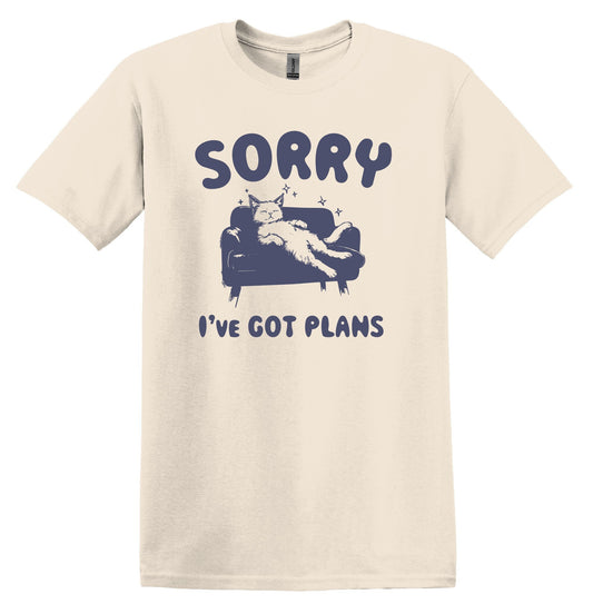 Sorry I've Got Plans Cat T-shirt Graphic Shirt Funny Adult TShirt Vintage Funny TShirt Nostalgia T-Shirt Relaxed Cotton Shirt