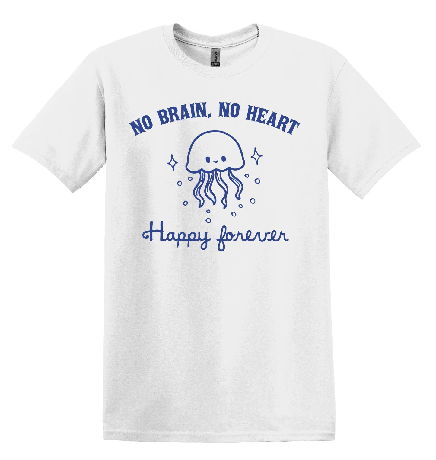 No Brain No Heart Happy Forever Shirt Graphic Shirt Funny Shirt Vintage Funny TShirt Nostalgia T-Shirt Relaxed Cotton Shirt Minimalist Shirt