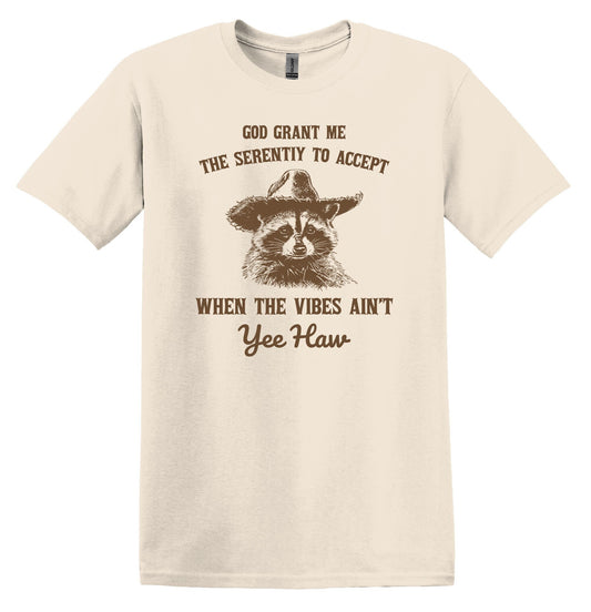 Yee Haw Vibes Raccoon Shirt Graphic Shirt Funny Shirt Vintage Funny TShirt Nostalgia T-Shirt Relaxed Cotton Shirt Minimalist Shirt Gag Shirt