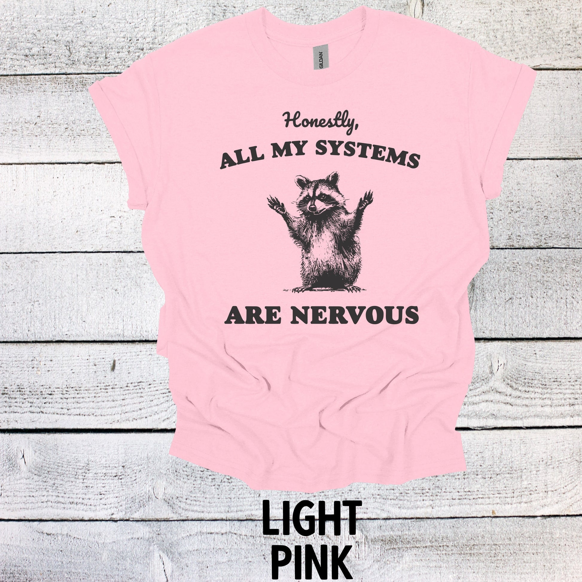 Whimsical Raccoon Shirt - Honestly, all my Systems are Nervous