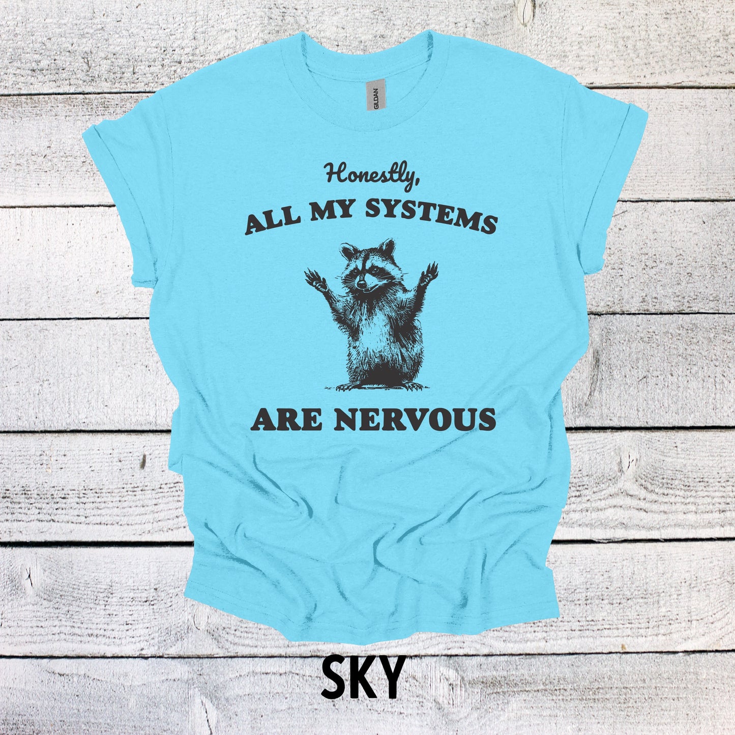 Whimsical Raccoon Shirt - Honestly, all my Systems are Nervous