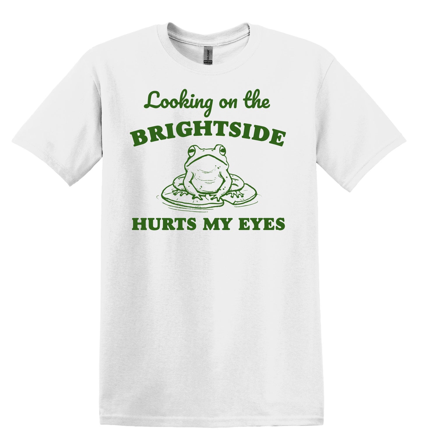 Looking on the Brightside Hurts my Eyes Frog Shirt Graphic Shirt Funny Vintage Shirt Nostalgia Shirt Minimalist Gag Shirt Meme T-Shirt