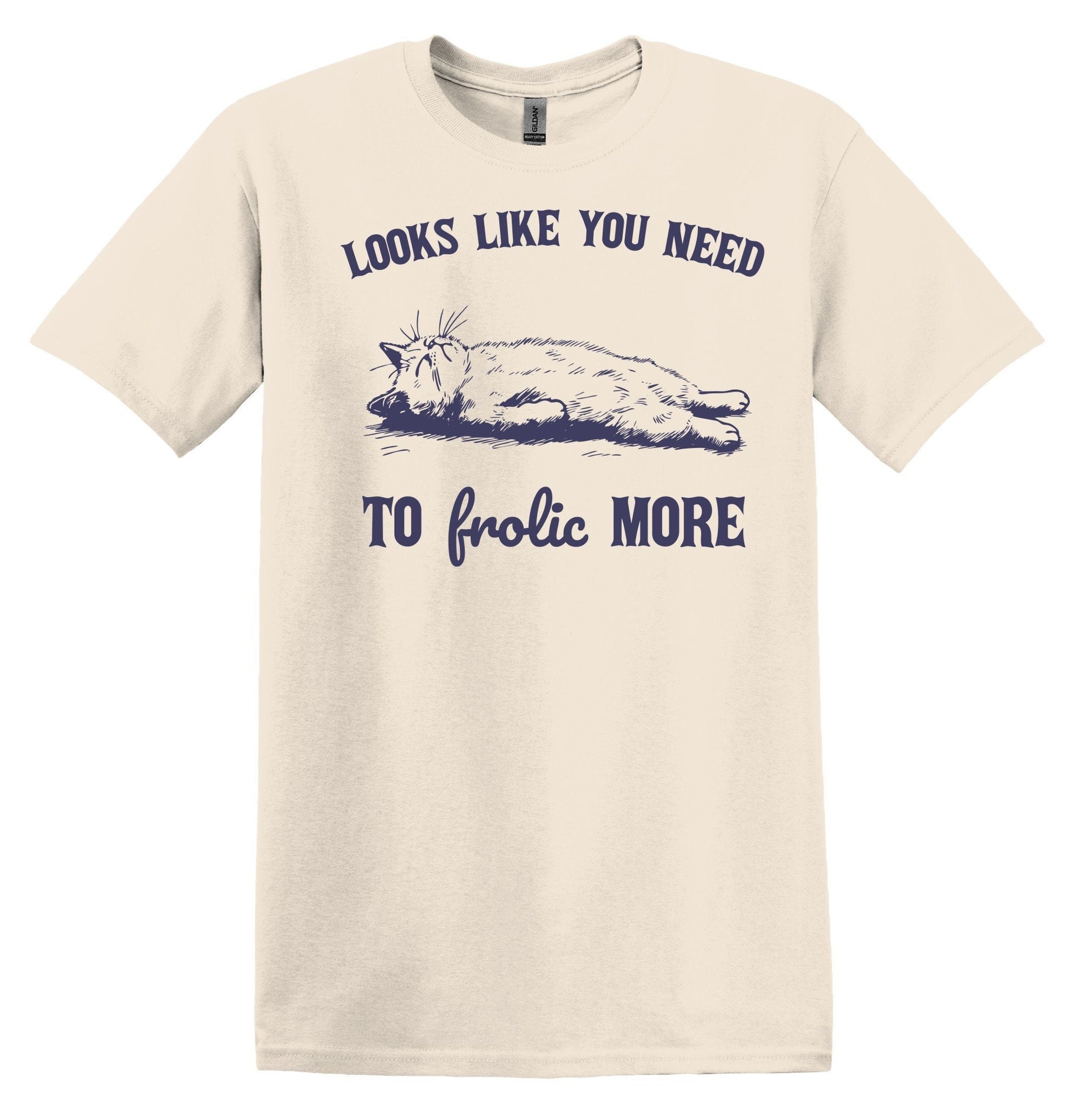 Look Like You Need to Frolic More Cat Shirt Graphic Shirt Funny Vintage Shirt Nostalgia Shirt Minimalist Gag Shirt Meme T-Shirt Gag Gift