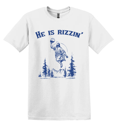 He is Rizzin Shirt Graphic Shirt Funny Vintage Shirt Nostalgia Shirt Minimalist Gag Shirt Meme T-Shirt Gag Gift