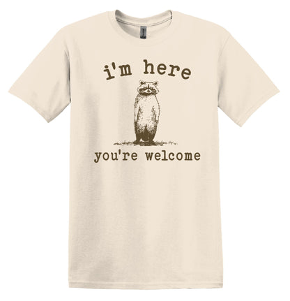 I'm Here You're Welcome Shirt Graphic Shirt Funny Vintage Shirt Nostalgia Shirt Minimalist Gag Shirt Meme Tshirt Gag Gift Trendy Funny Shirt