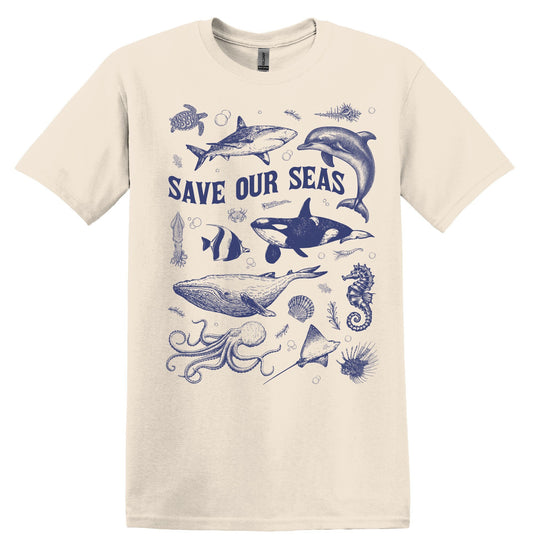 Ocean Animals Graphic Shirt Funny Vintage Shirt Nostalgia Shirt Minimalist Gag Shirt Meme Shirt