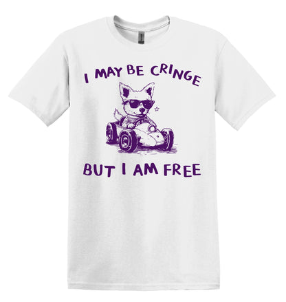 I May Be Cringe But I am Free Shirt Dog Graphic Shirt Ostrich Funny Shirt Nostalgia Shirt Minimalist Gag Shirt Meme Shirt