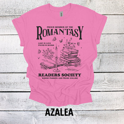 Vintage-inspired Book Lover Tee - Romantasy Readers Society Shirt