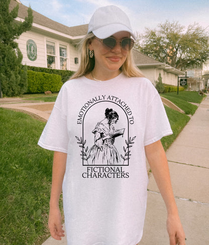 Emotionally Attached to Fictional Characters T-shirt Book Lover Shirt Book Tshirt Women Reading Shirts Book Club gifts bookish Shirt