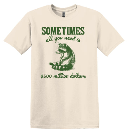 Sometimes all you need is 500 Million Dollars Raccoon Shirt - Funny Graphic Tee