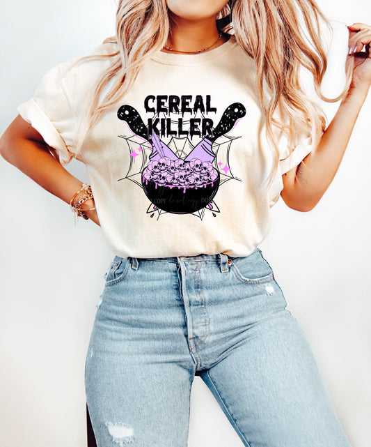 Cereal Killer Purple Halloween Shirt, Halloween T-Shirt, Spooky Party Shirt, Oversized T-Shirt, Halloween Tee, Comfort Colors Shirt