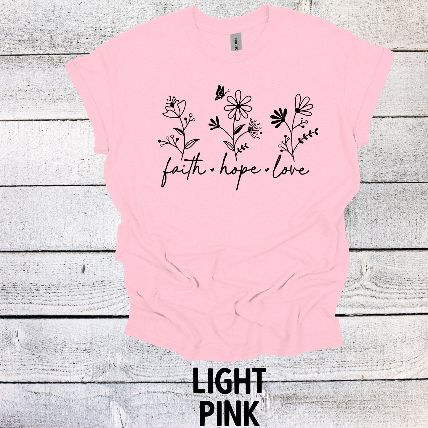 Vintage Flower Design Faith Hope Love Shirt - Spring Blossoms Tee