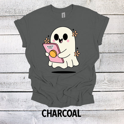 Bookish Girlie Ghost Shirt - Cute and Spooky Top for Literature Lovers