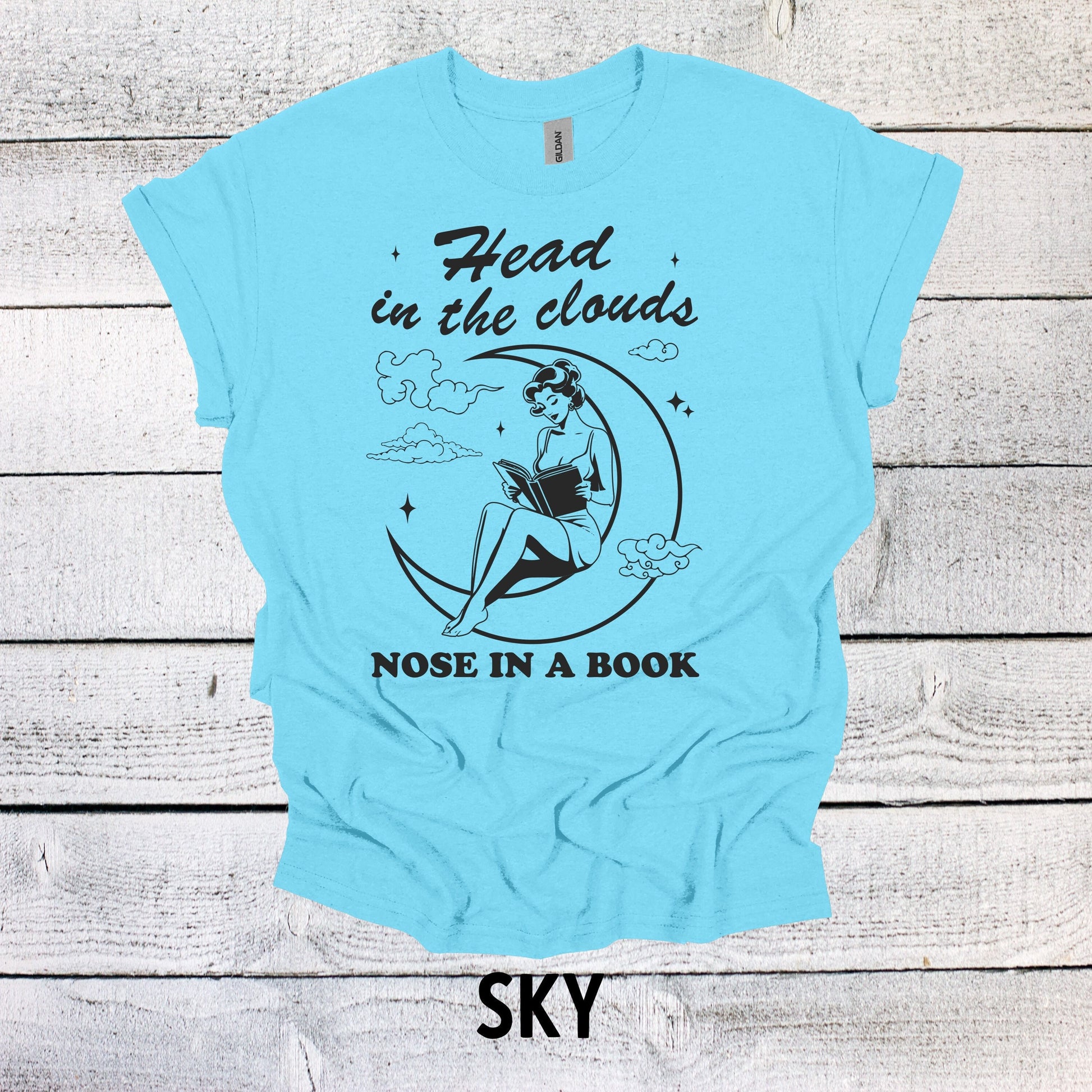 Funny Bookworm Shirt - Head in the Clouds, Nose in a Book