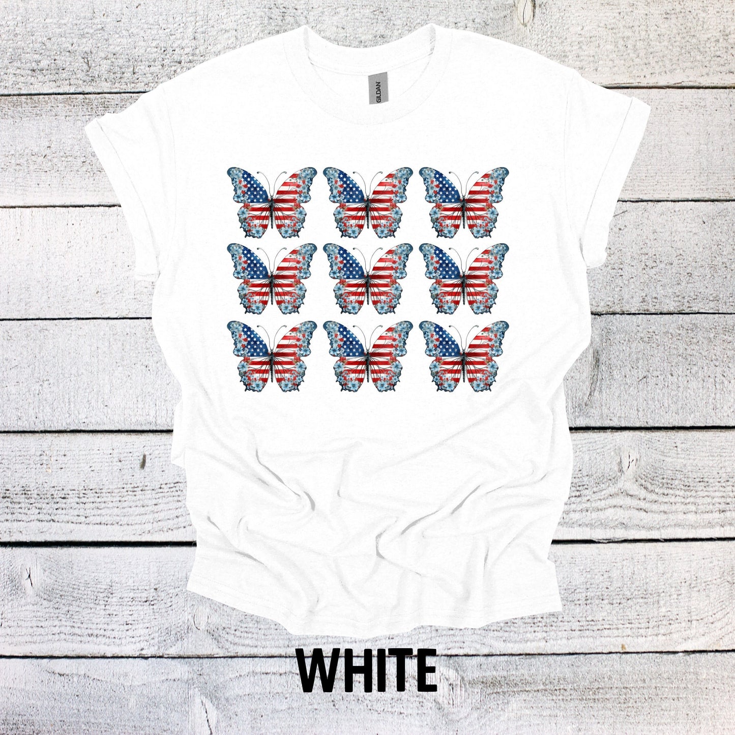 4th of July Shirt with Flag Butterflies - Festive Patriotic Top for Independence Day