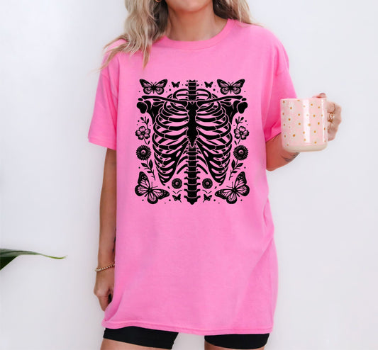 Floral Skeleton Butterfly Halloween Shirt, Cute Halloween T-Shirt