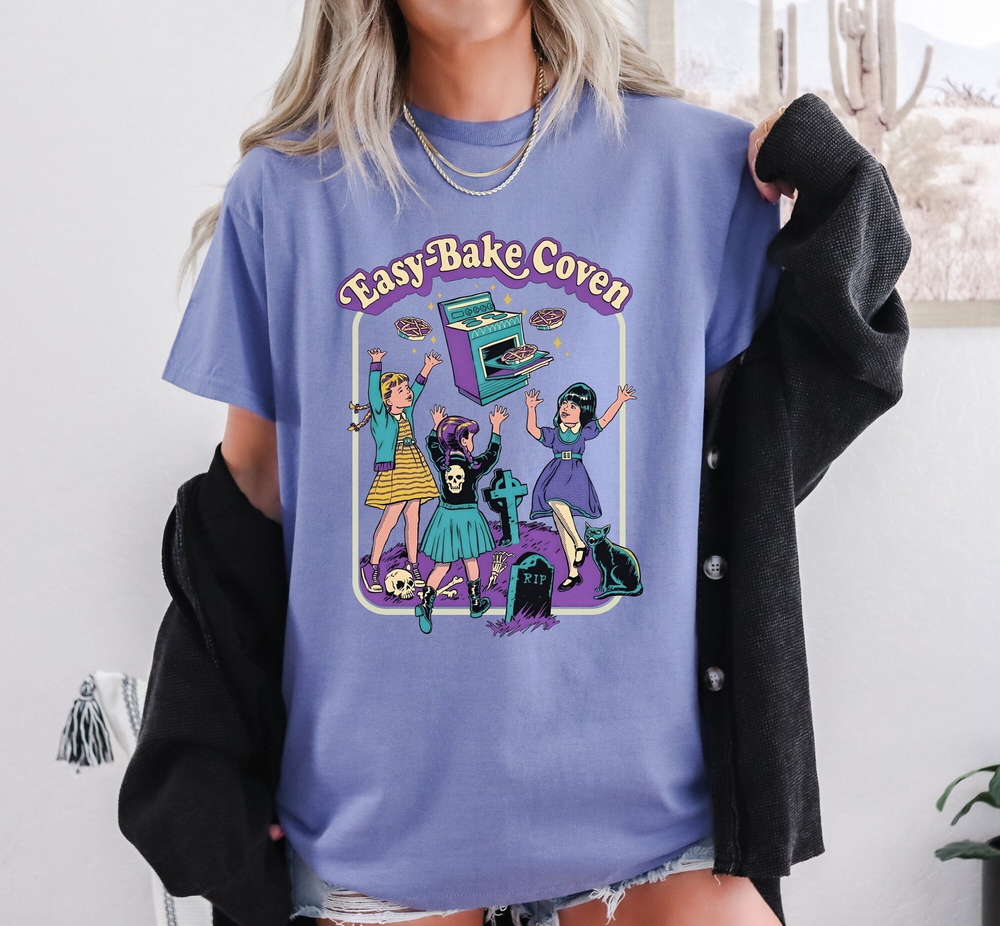 Vintage Easy Bake Coven Halloween Shirt - 90s Tee with Witchy Vibes and Purple Design