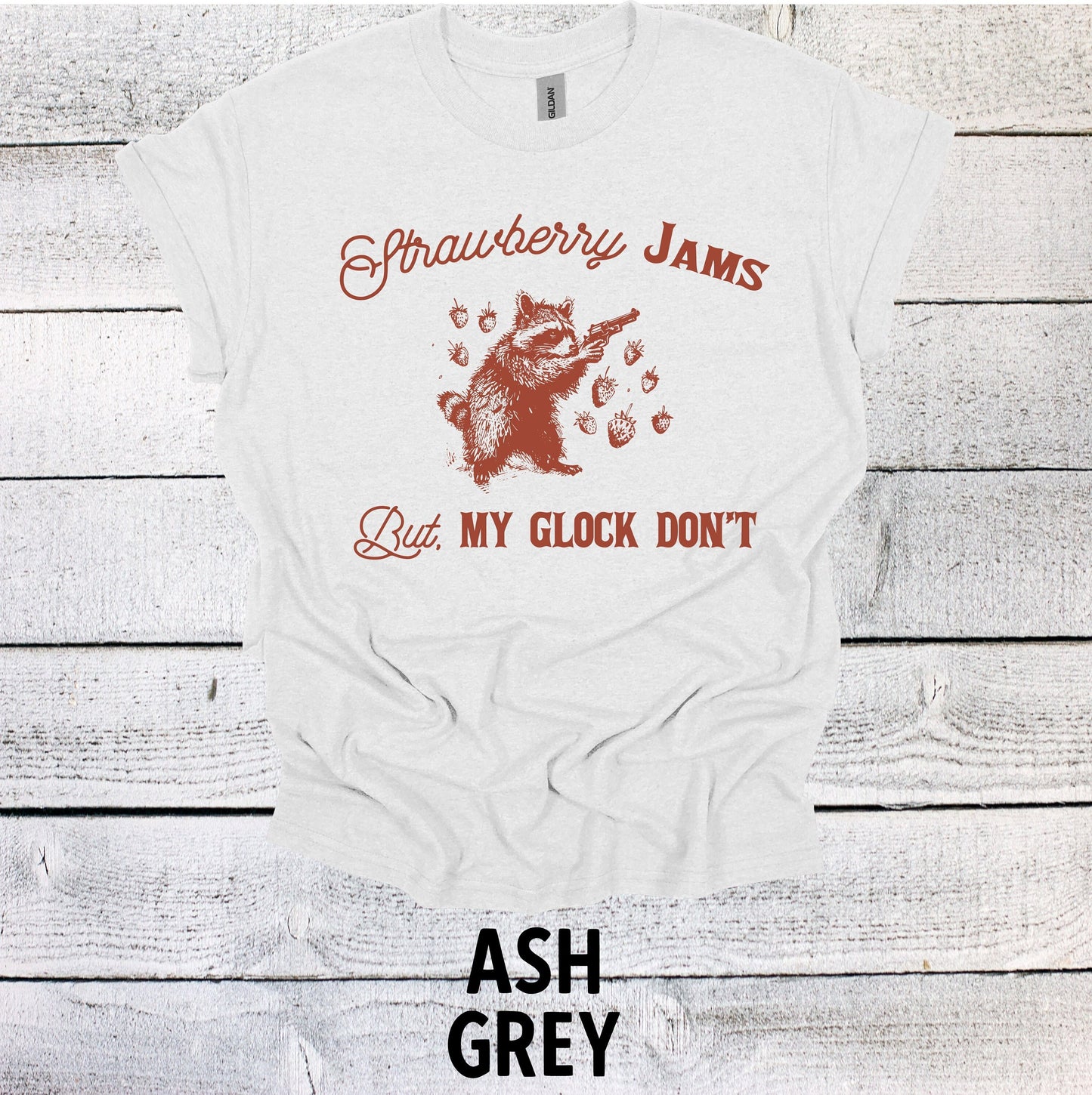 Strawberry Jams But My Glock Don't Shirt Graphic Shirt Funny Shirts Vintage Funny TShirts Minimalist Unisex Shirt Nostalgia Shirt